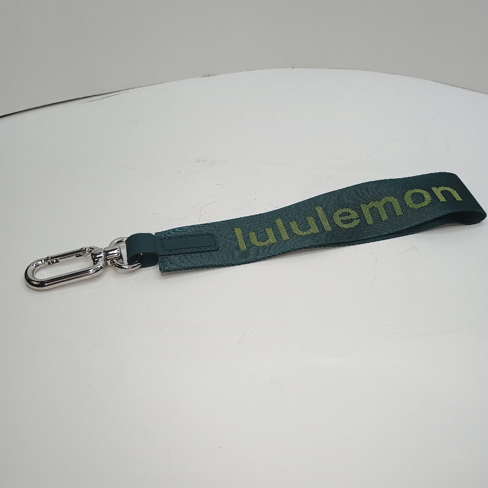 lululemon athletica Teal Green Logo Wrist Strap Keychain